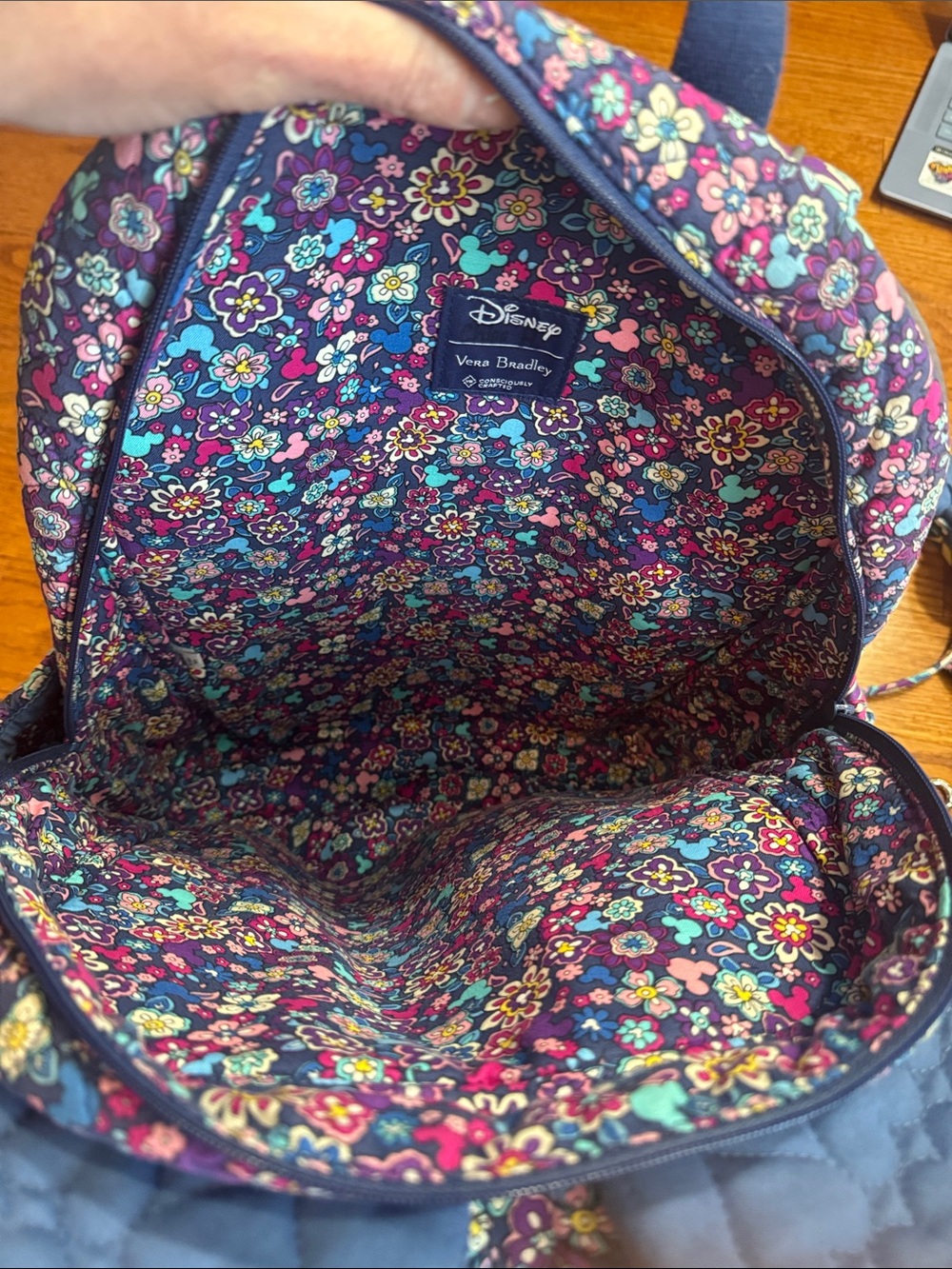 Vera Bradley Disney Floral Paisley Backpack Matching Ears Headband & Card Holder - Picture 5 of 15
